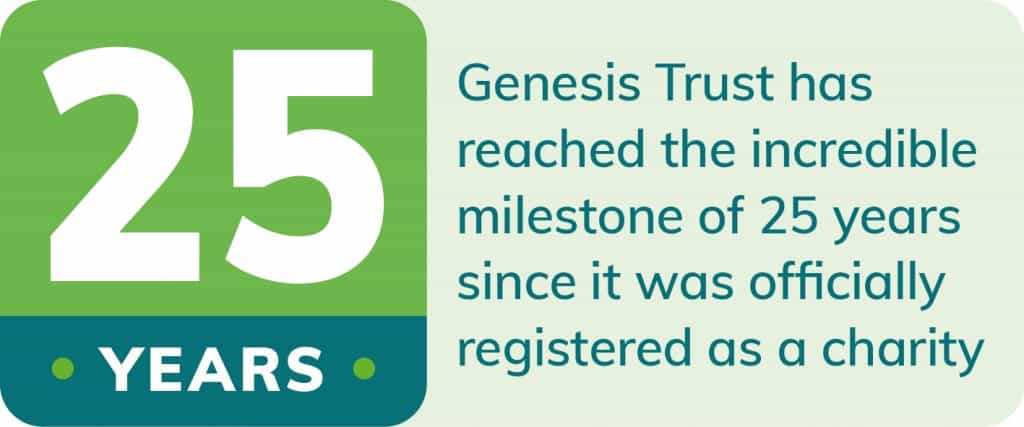 Genesis Trust has reached the incredible milestone of 25 years since it was officially registered as a charity